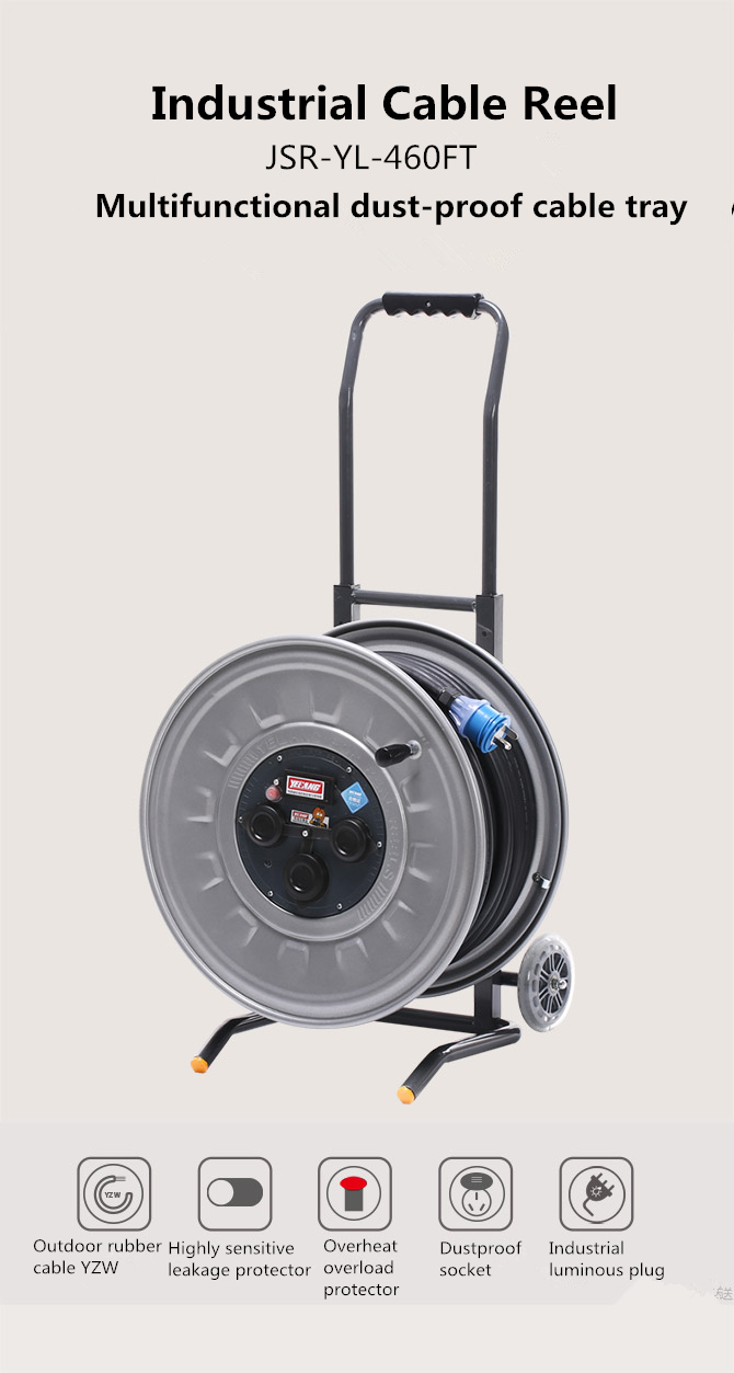 Waterproof Extension cable reel drum for used outdoors or in contact with oil 380V 16A industrial automatic portable hose reels