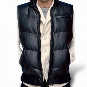 China Men's Winter Jackets with Removable Hood and Fake Leather Sleeveless, Available in Black on sale 