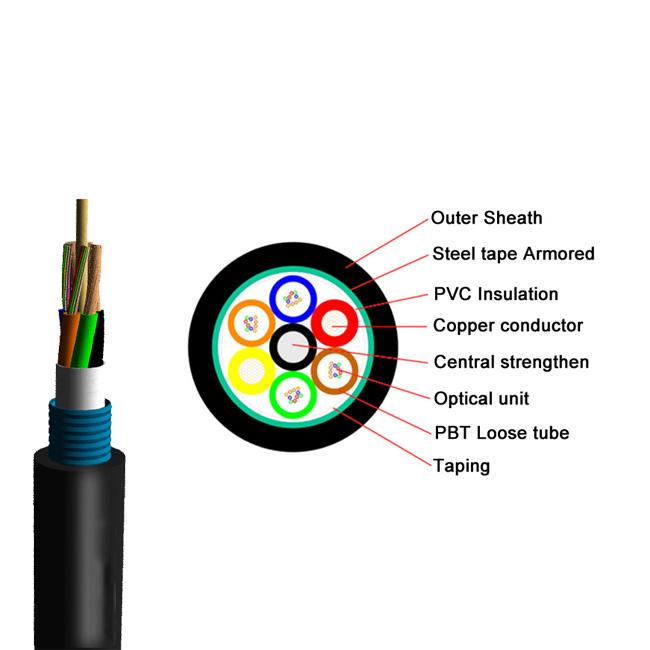 Optical Power Composite Cable With Steel Tape GDTS GDTA Hybrid Fiber Power Cable 12 24 CORE 1