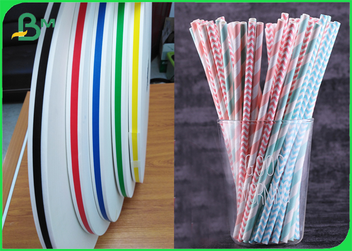 Red Blue Yellow Green Striped Drinking straws Paper Raw Material Rolls 60gsm