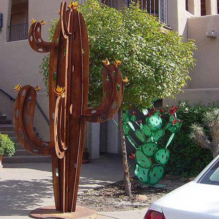 New Design Garden Landscape Metal Cactus Yard Decorations Corten Steel Sculpture