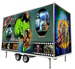 China Flexible Mobile 5D Cinema With Trailer And 12 Red Motion Electric Seats on sale 