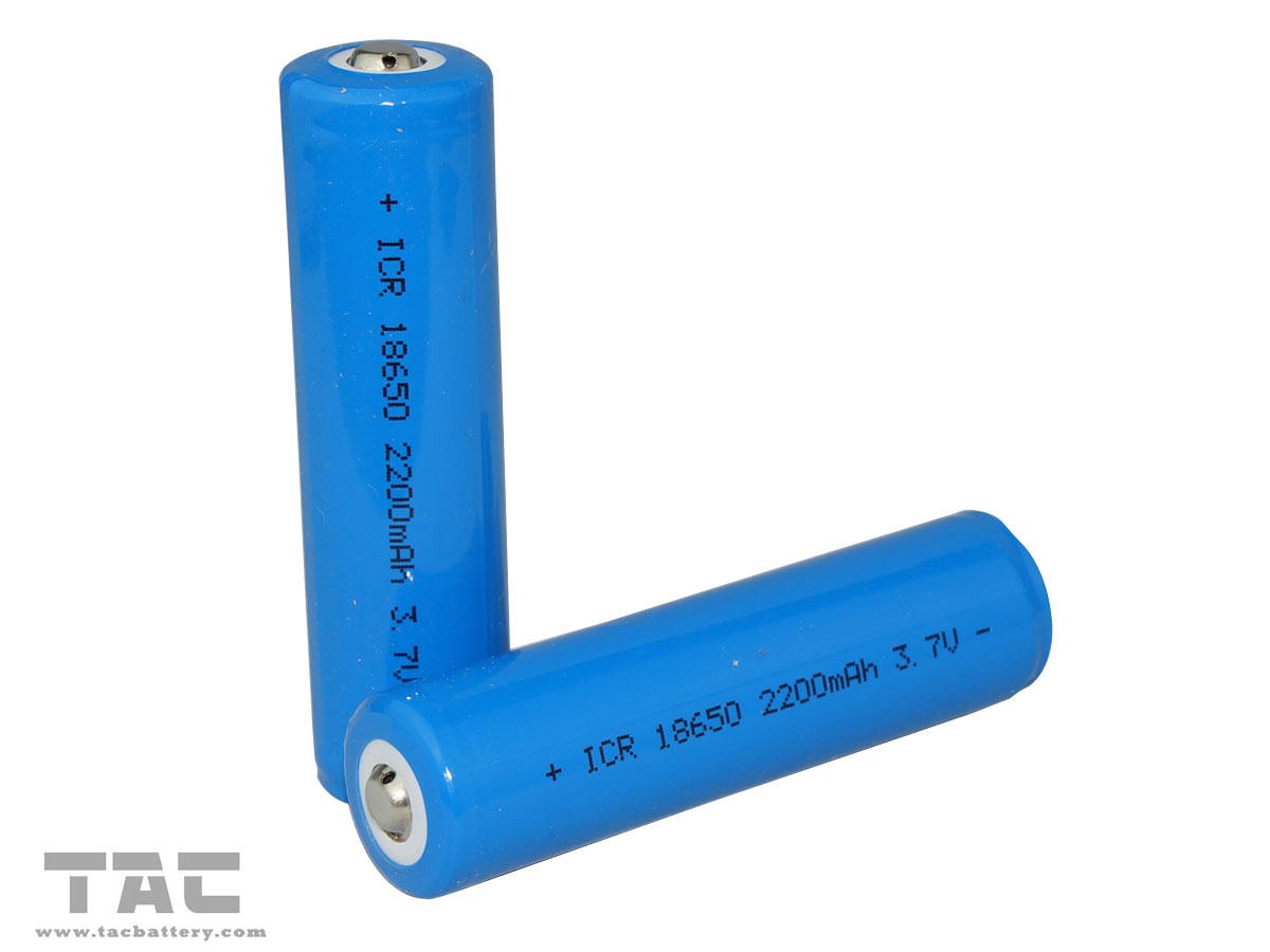 LIR18650 3.7v Lithium Ion Cylindrical Battery 2200mAh with High Energy Density for LED Light