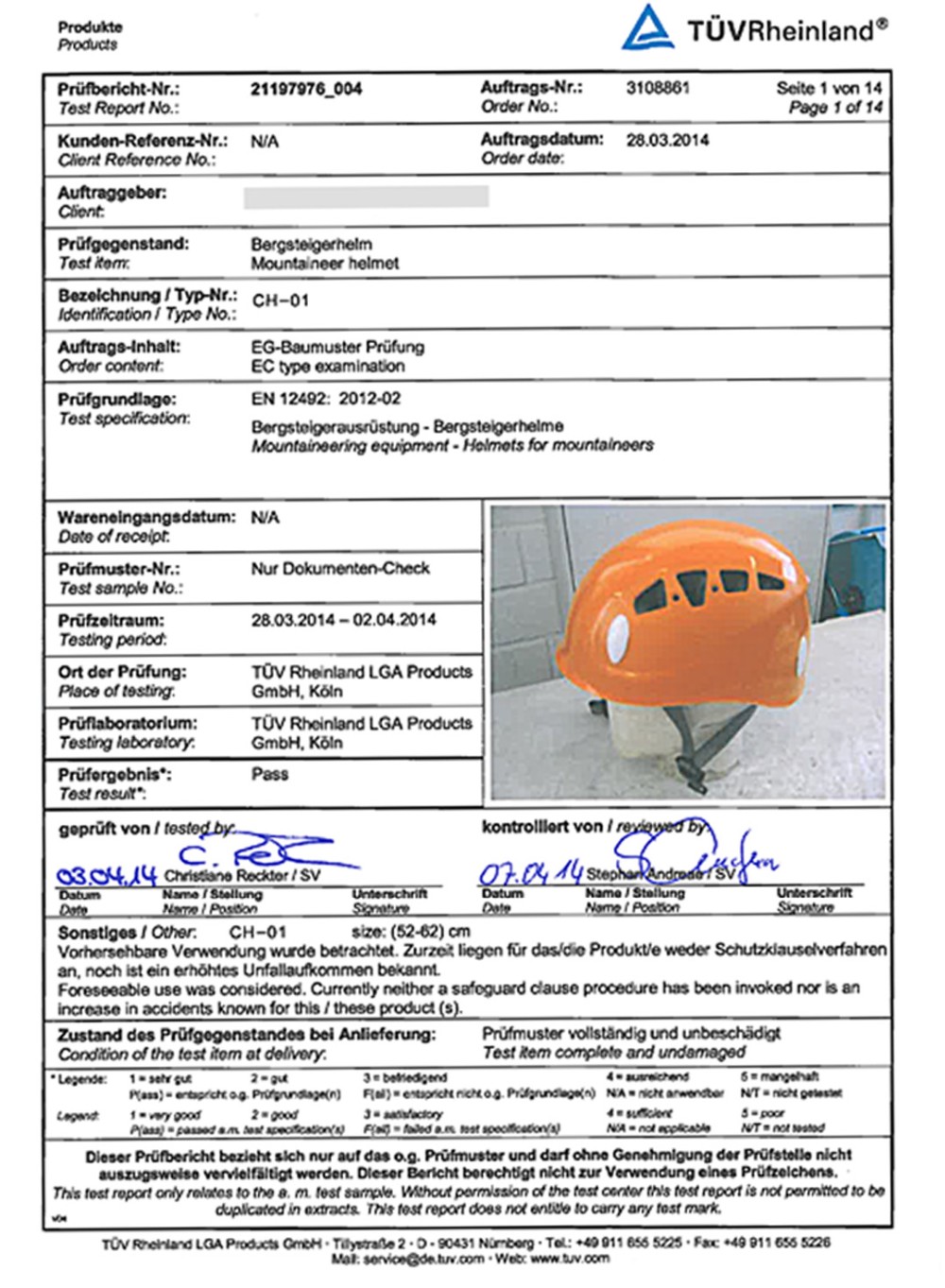 Climbing helmet certification 11001