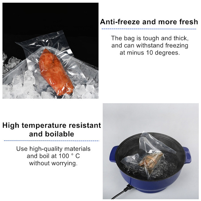 BPA Free Vacuum Storage Bags Custom food Embossed Whole Frozen Transparent Vacuum Seal Bag 2