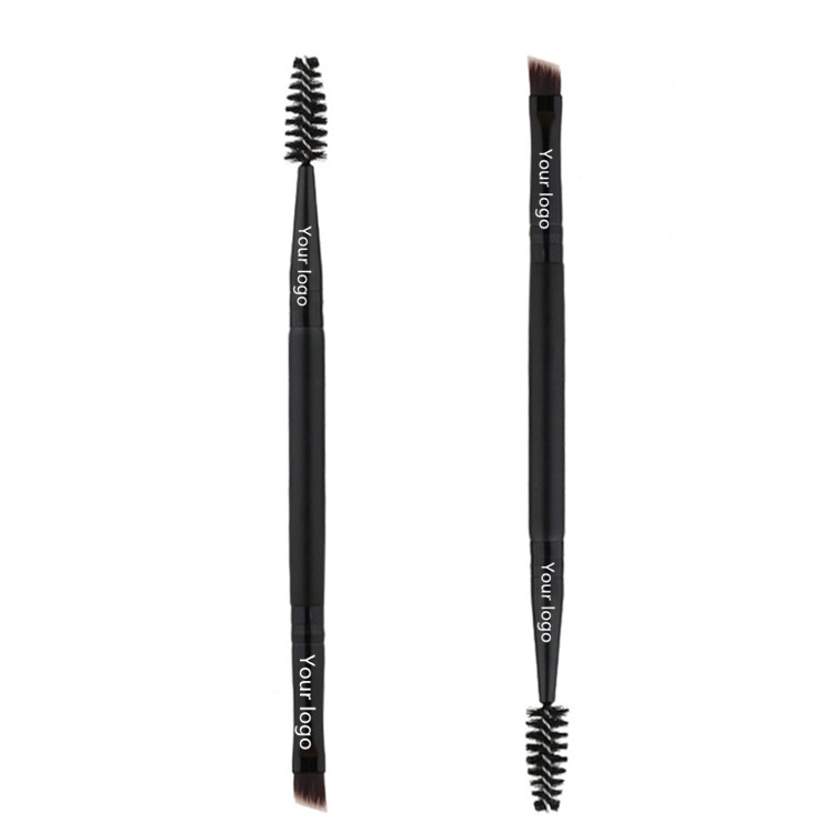 Custom 2021 New Design Dense Soft Cosmetic Dual Black Eye Eyebrows Makeup Brush