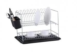 China 2 Tier Chrome Plated Black PP Dish Rack on sale 