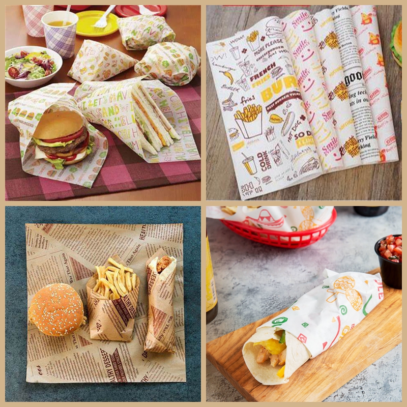 Greaseproof Burger Sandwich Food Wrapping Paper Printable For Fast Food