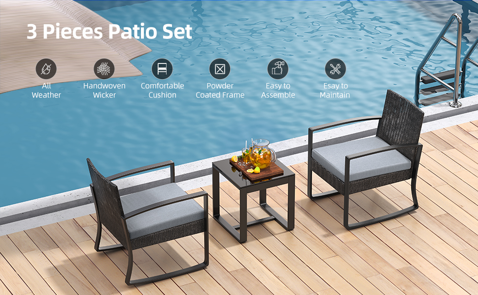 Qsun 3 piece patio furniture set
