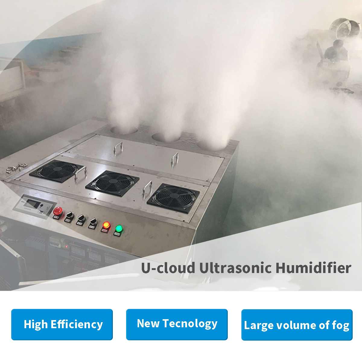 Fine mist Dust Supression air humidifier cost saving ultrasonic industrial humidifier with three hose