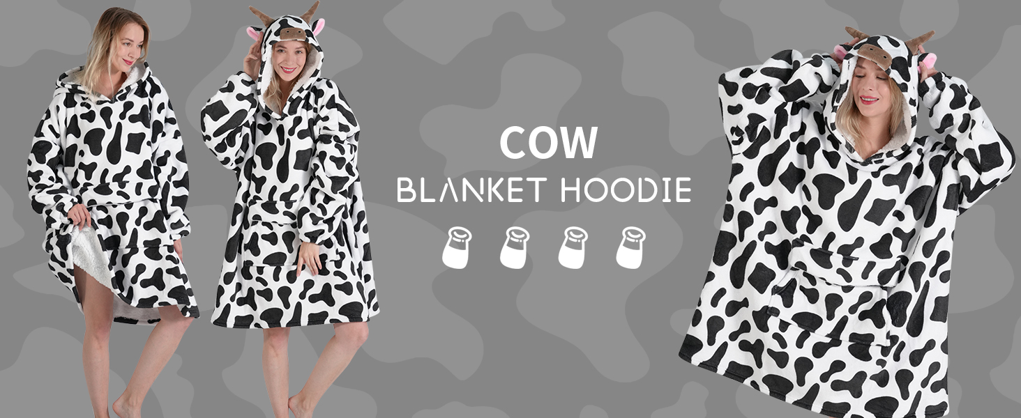adult blanket hoodie cow