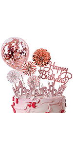 rose gold birthday cake topper balloon