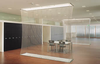 A stainless steel decoration mesh in the office for providing a fashion style.