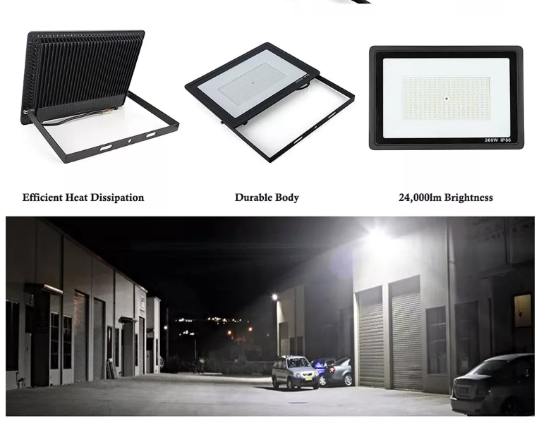 300W IP66 Waterproof Outdoor Floodlight 5000K Daylight White LED Exterior Light for Basketball Playground 3