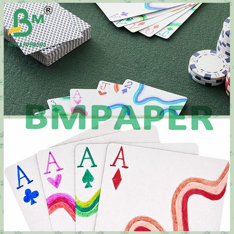 52x74cm White Playing Card Paper For DIY Game Cards With Blue Core