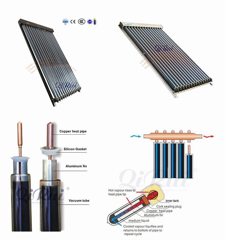 Roof Mounted Vacuum Tube Pressurized Heat Pipe Solar Thermal Collector