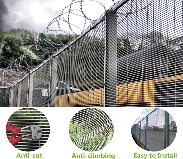 Anti Climb Barbed Wire Mesh High Security 358 Railway Station Fence