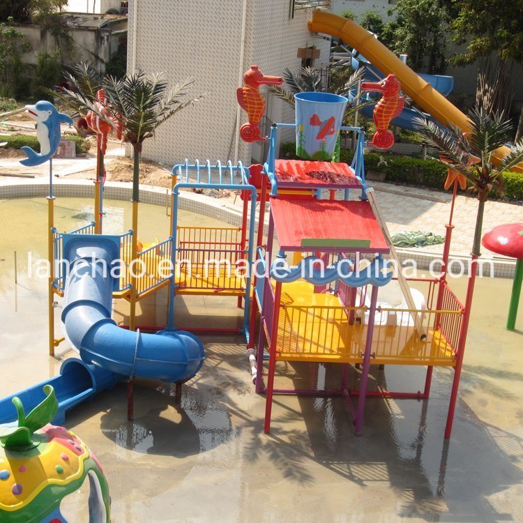Water Play Equipment Park Fiberglass Spray House with Kids Slide