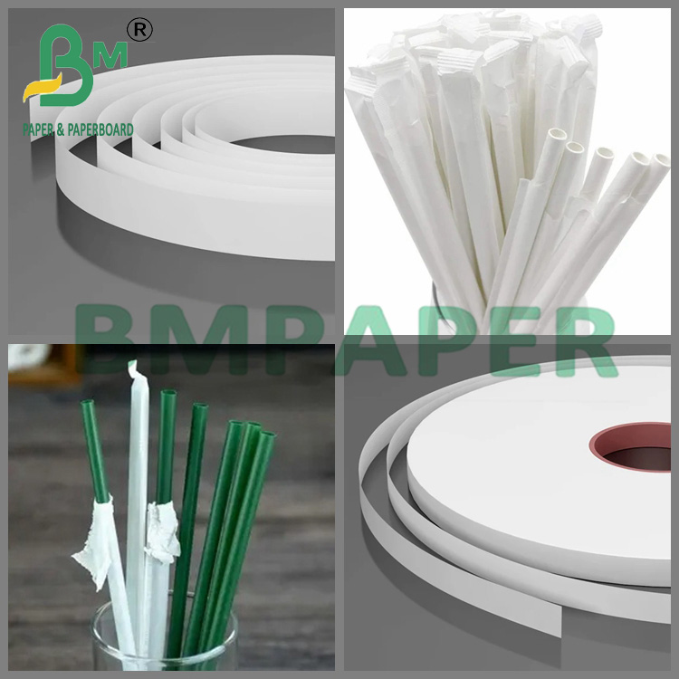 25mm x 1000m Food Grade Wrapping Straws White Paper With Jumbo Roll 28g