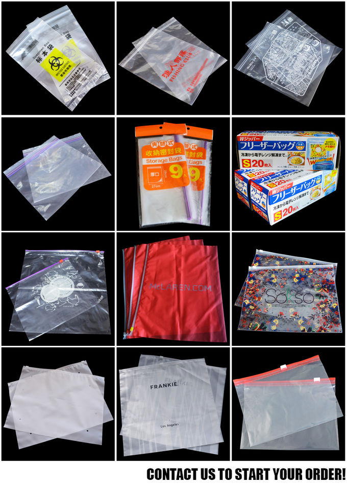 LDPE PE plastic slider zipper bag with white printing for food storage