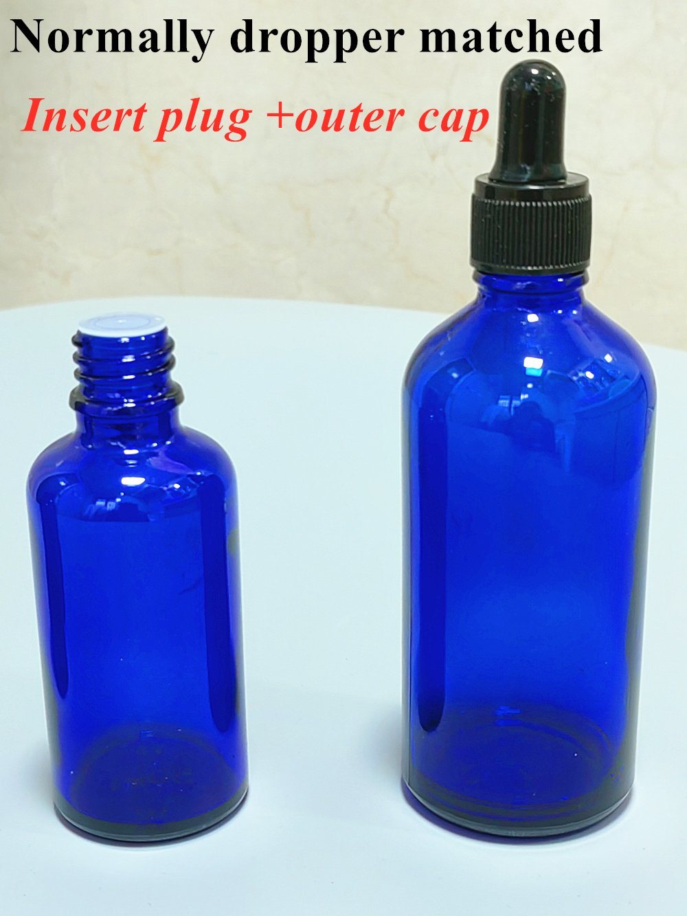 Cheap Cosmetic Glass Blue Serum Dropper Bottle 20ml 30ml 50ml Luxury Essential Oil Glass Bottle with Dropper