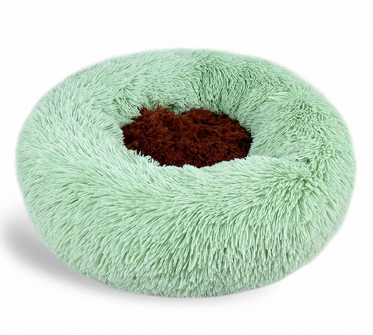 round fluffy dog bed
