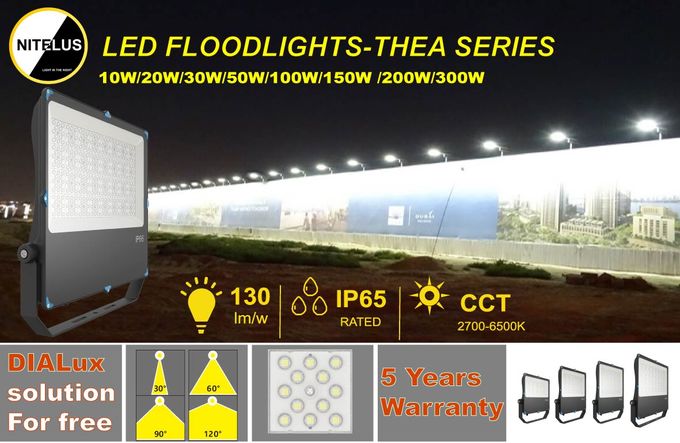 300 W LED Outdoor Flood Light 150LPW with Symmetric 30° 60° 90° 120° Asymmetric 80*150° Beam Angle