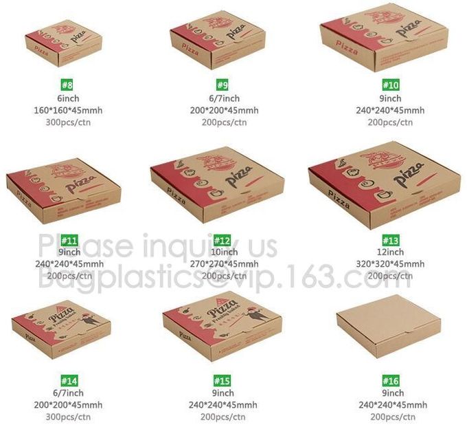 Custom Pizza Packing Paper Box Corrugated With Different Size, Recycle Paper Simple Pizza Package Lunch Box 1