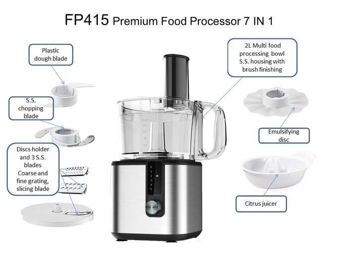 750W 2.0L FP415 Stainless steel compact food processor