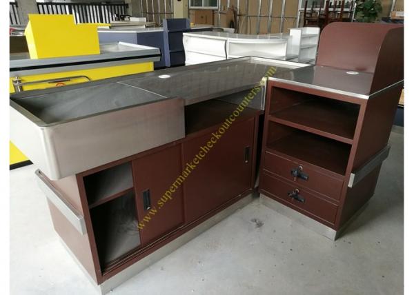 Stainless Steel Supermarket Checkout Counter Store Non Electric