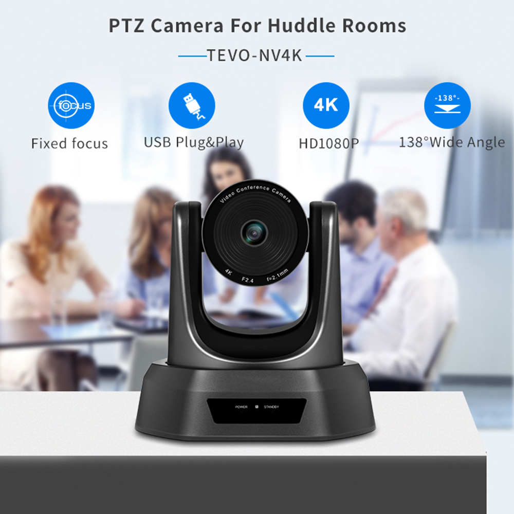Fixed Focus 8.29 MP PTZ Camera for Huddle Rooms