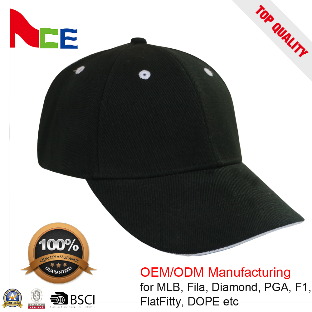 High quality 6 panel hat black acrylic wholesale snapback hats