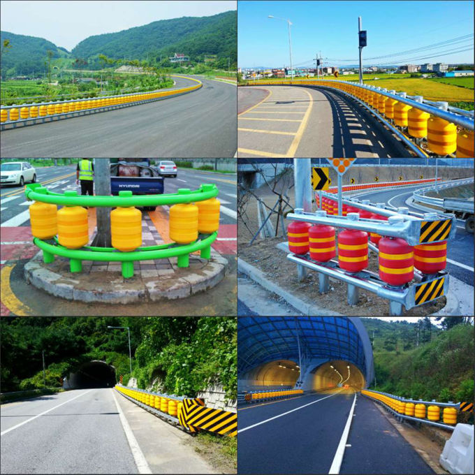 PU Foam / EVA Traffic Safety Roller Barrier Highway Roller Barrier For Accident - Prone Roads 2
