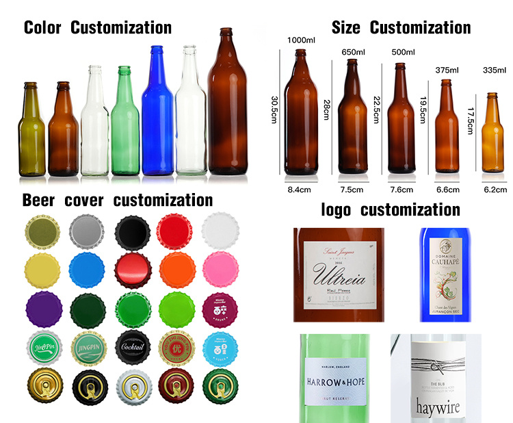 Wholesale 330ml Transparent Clear Carbonated Beer Beer Bottle with Crown Lid
