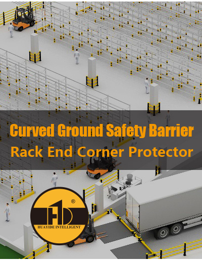 Ground Safety Barrier, Rack EndCurved Ground Safety Barrier,Rack End Corner Protector,Warehouse Storage Rack Flexible Anti-Collision System