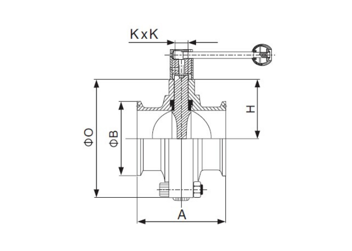  Dimension of Sanitary Clamped Butterfly Valve – ISO/IDF Series