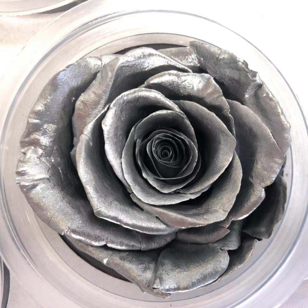 Wholesale Soft Touch Preserved Rose 5-6 cm Silver Color Eternal Rose