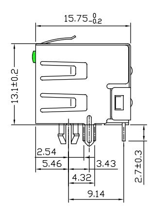 6116173-5 Rj45 Connectors With LED 8P8C Shielded Thru - Hole LPJE101AWNL 1