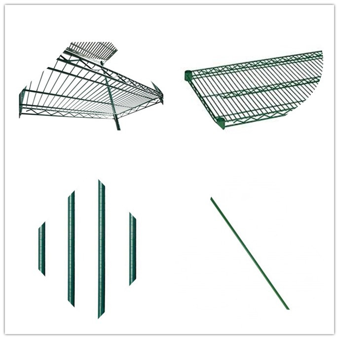 green epoxy coated wire shelving 