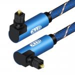Dual 90 Degree Optical Audio Cable Sound SPDIF Fiber Toslink Cable short with braided jacket