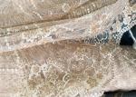 Champagne Gorgeous Flowers Sequin Lace Fabric With Dot Scalloped For Party Gown