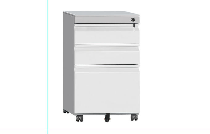 Three Drawer Gooseneck Handle File Cabinet On Wheels W390mm 0