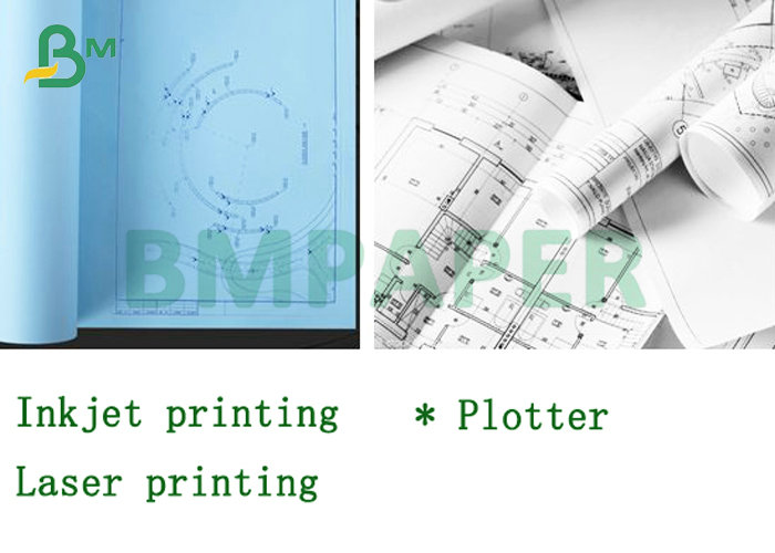 White Smothess 20lb CAD Plotter Paper 54'' x 300ft For Engineering Drawing