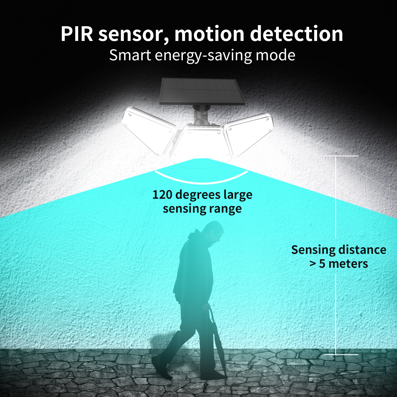 PIR sensor IP66 garden solar