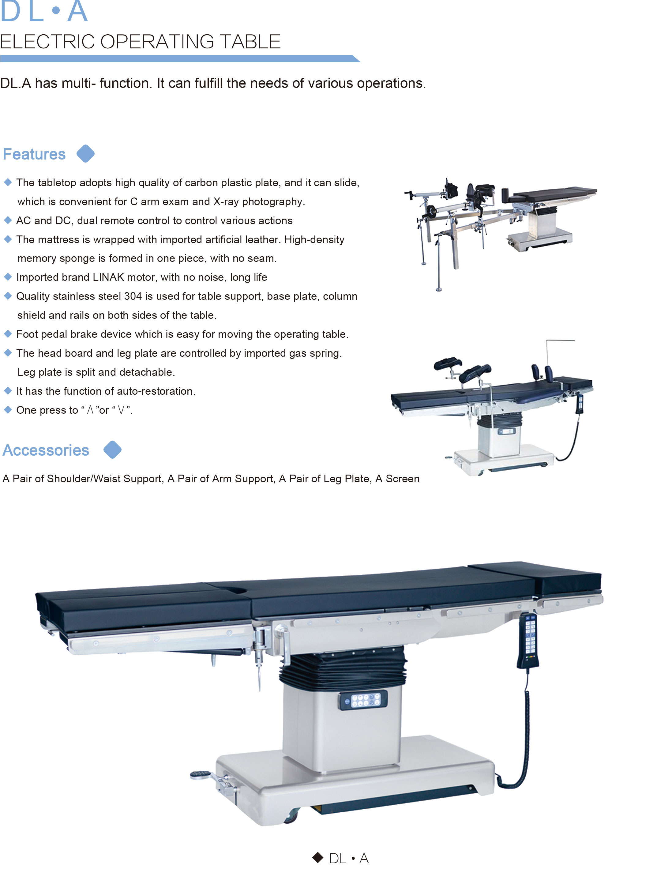 Factory Supply Hospital Carbon Fiber Electric Surgical Operating Table With Accessories