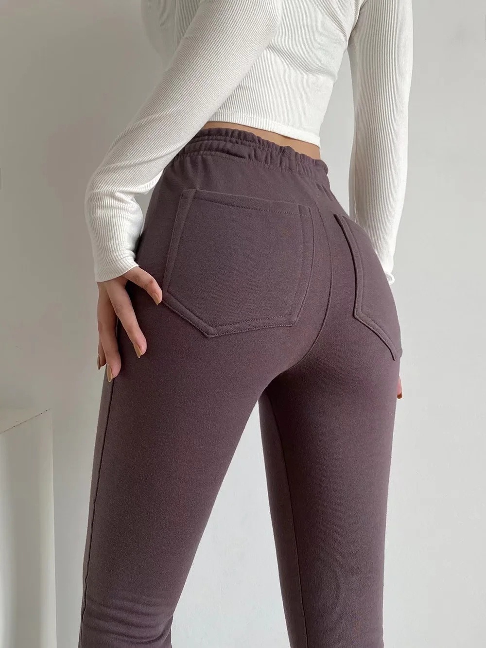 Spring High-Waisted Retro Lazy Stretch Micro-Cropped Pants for Women Slim Casual Pants