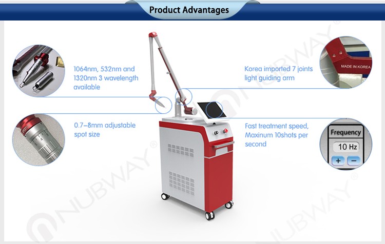 Professional q switched nd yag laser/painless 1064/532nm laser tattoo removal machine
