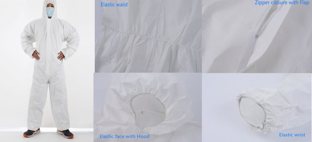 Eco-Friendly Anti-Bacterial Waterproof Dustproof Lightweight Disposable Coveralls