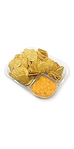 Nacho Trays (100 Pack) Disposable 2 Compartment Food Tray - 8 x 6 Nacho Tray - Clear Plastic Chip