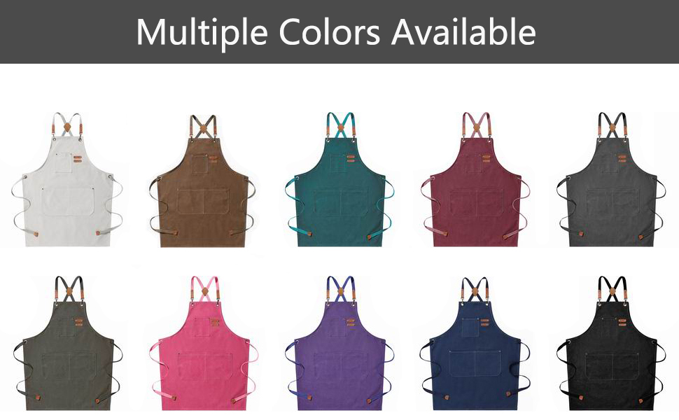 Multiple colors aprons are available